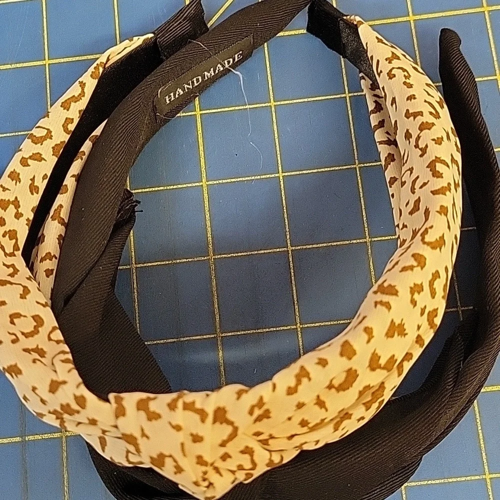 Set of 2 Black and Leopard Print Headbands New